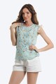 ONIBON FASHION Флорална блуза с къси ръкави Жени