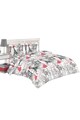 Kring Спален комплект (чаршаф + плик за завивка + 2 калъфки за възглавница) за легло с размери 160x200 см, 132TC, 100% памук, Сив/Червен Жени