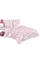 Kring Спален комплект  (чаршаф + плик за завивка + 2 калъфки за възглавница) за легло с размери 160x200 см, 132TC, 100% памук, Сив/Розов Жени