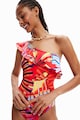 DESIGUAL Egyvállas fürdőruha trópusi mintával női