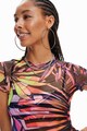 DESIGUAL Tricou crop cu imprimeu grafic pentru plaja Femei