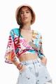 DESIGUAL Bluza crop cu imprimeu pentru plaja Femei