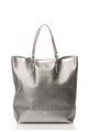 Cavalli Class Geanta shopper argintie perforata Reptilla Femei