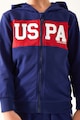 U.S. Polo Assn. Cipzáros kapucnis mintás pulóver és rövidnadrág szett Fiú