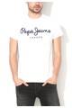 Pepe Jeans London Бяла вталена тениска с лого Мъже