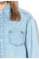 Pepe Jeans London Camasa bleu de chambray cu margini franjurate Prairie Femei