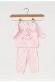 United Colors of Benetton Set de bluza si pantaloni roz cu imprimeu text Baieti