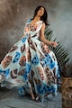 MIAU by Clara Rotescu Разкроена копринена рокля Rasario с принт Жени