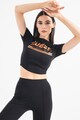 GUESS Tricou crop cu imprimeu logo pentru fitness Femei