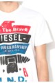 Diesel Tricou alb cu imprimeu text Rain Barbati