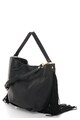 Steve Madden Geanta hobo neagra cu tinte si franjuri de piele intoarsa Libra Femei