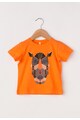 United Colors of Benetton Tricou oranj mandarina cu imprimeu cu zebra Baieti