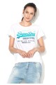 SUPERDRY Бяла тениска с шарка в сини нюанси Жени