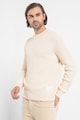 BOSS Памучен пуловер с овално деколте Мъже