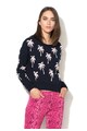 Juicy Couture Pulover bleumarin inchis cu roz pal si palmieri Femei