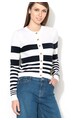 Love Moschino Cardigan alb cu bleumarin inchis tricotat fin Femei