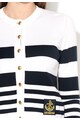 Love Moschino Cardigan alb cu bleumarin inchis tricotat fin Femei