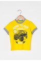 Zee Lane Kids Tricou galben si gri melange cu imprimeu grafic Baieti