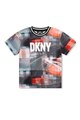 DKNY Tricou cu logo, imprimeu abstract si decolteu la baza gatului Baieti