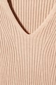 Mango Goleta V-nyakú bordázott pulóver női