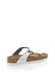 Birkenstock Papuci flip-flop argintii de piele cu calapod clasic Gizeh Femei