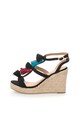 Buffalo Sandale wedge negre cu canafi multicolori Femei