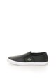 Lacoste Pantofi slip-on negri de piele cu model perforat Gazon Barbati