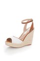 Pepe Jeans London Sandale wedge alb cu maro Walker Femei