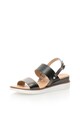 Zee Lane Sandale wedge negru cu argintiu inchis de piele Femei