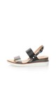 Zee Lane Sandale wedge negru cu argintiu inchis de piele Femei