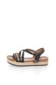 Oakoui Sandale wedge negre din material lucios si mat Bacardi Femei