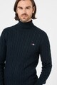 Gant Garbónyakú pulóver csavart kötésmintával férfi