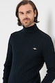 Gant Garbónyakú pulóver csavart kötésmintával férfi