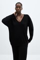 Mango Vieira bő fazonú pulóver V-alakú nyakrésszel női