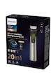 Philips Set OneBlade & Aparat de tuns barba si parul 20 in 1  Multigroom All in One MG9553/15, tehnologie BeardSense si OneBlade, lame din otel cu auto-ascutire, 27 setari de lungime, rezistent la apa, husa, Argintiu Barbati