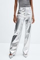 Mango Панталон Silver с широк крачол и метализиран ефект Жени
