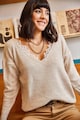 Olalook Kényelmes fazonú pulóver csipkés részletekkel női