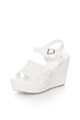 Oakoui Sandale wedge albe cu design impletit Femei