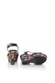 Fiorucci Sandale wedge negre cu model floral pe talpa Femei