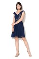 Little Mistress Rochie evazata bleumarin cu broderie Femei