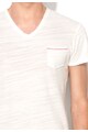 Zee Lane Denim Тениска в бял меланж с джоб на гърдите Мъже