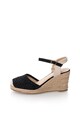 Laura Biagiotti Sandale wedge tip espadrile negre cu strasuri Femei