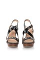 Laura Biagiotti Sandale wedge tip espadrile negre cu nituri aurii Femei