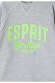 Esprit Bluza sport gri melange cu imprimeu cauciucat verde neon Baieti