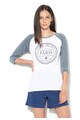 BRAVE SOUL Bluza alb si albastru prafuit melange cu maneci raglan Paris Femei