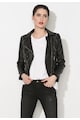 Zee Lane Denim Jacheta biker de piele sintetica neagra cu tinte Femei