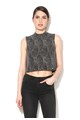 GUESS JEANS Top crop negru cu model stralucitor Femei