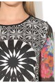 DESIGUAL Bluza negru si alb cu maneci de plasa Ainara Femei