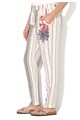 DESIGUAL Pantaloni albi din material vaporos cu imprimeu Aire Femei