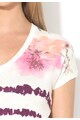 DESIGUAL Tricou alb si violet cu decolteu in V Cellia Femei